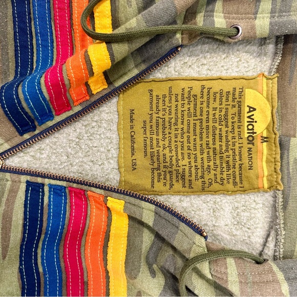Aviator Nation Camouflage Hoodie with Rainbow Stripes - Picture 3 of 4
